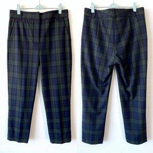 Plaid Trousers Blue and Green Pants Tailored Slacks Designer Pants Career Pants